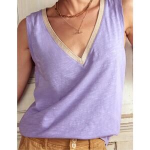 Boden Lavender Metallic V Neck Tank Top US 4